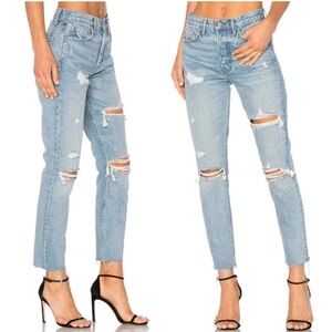 NWT GRLFRND Karolina Petite distressed 5 pcket Trendy high-rise slim-leg jean 26